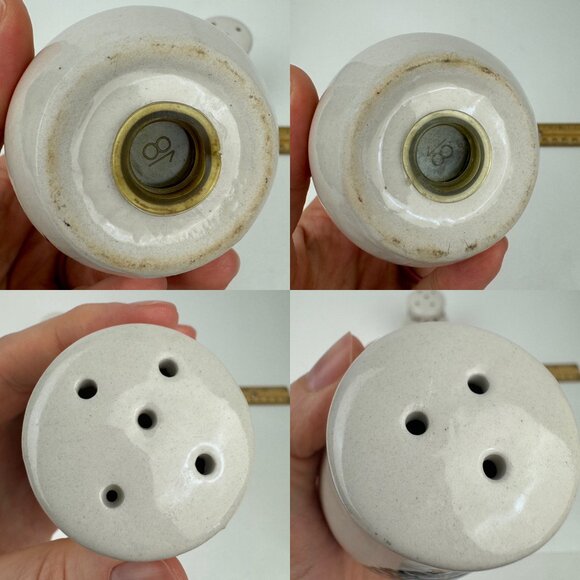 Vtg Christmas Holiday Stoneware Salt Pepper Shakers Set Tree Decor 3.5in Tall - Picture 7 of 9